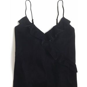Jcrew black velvet soft ruffle top, date night top, worn once for my birthday